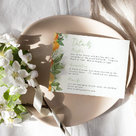 Cartão De Informações Mandarin Orange Watercolor Wedding Info