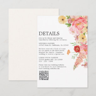 Cartão De Informações Manteiga floral amarela de Watercolor Wedding com