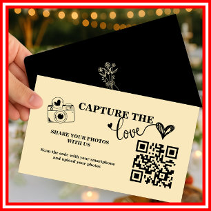 Cartão De Informações Manteiga Yellow Capture The Love QR Code Wedding