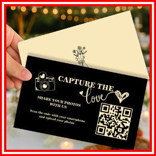 Cartão De Informações Manteiga Yellow Capture The Love QR Code Wedding