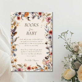 Cartão De Informações Manuais De Chá de fraldas De Cerco Floral Por Aqua