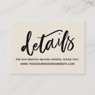 Cartão De Informações Manual Casual Simples de Casamento Creme