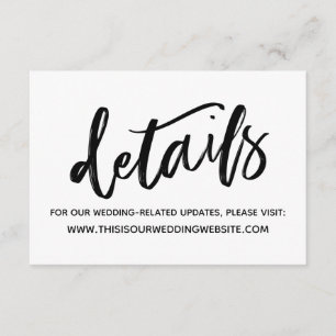 Cartão De Informações Manuscrito Casual Detalhes Simples do Casamento