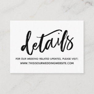 Cartão De Informações Manuscrito Casual Detalhes Simples do Casamento