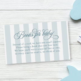 Cartão De Informações Manuscrito Elegante Stripes Chás de fraldas Livros