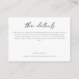 Cartão De Informações Manuscrito Informal de Detalhes do Casamento Minim