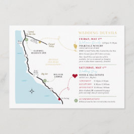 Cartão De Informações Mapa de Casamento Personalizado: BIG SUR Califórni