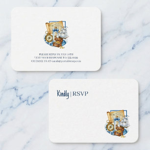 Cartão De Informações Mapa do Baú do Tesouro Barco Confirmação de Presen