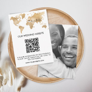 Cartão De Informações Mapa Mundial de Destino de Casamento de Código QR