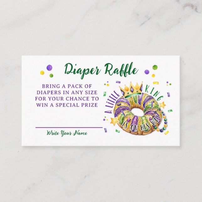 Cartão De Informações Mardi Gras Diaper Raffle Request (Frente)