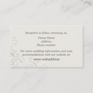 Cartão De Informações Marfim chique e cerco clássico branco do casamento