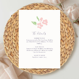 Cartão De Informações Marfim | Detalhes de Casamento Floral em Aquarela
