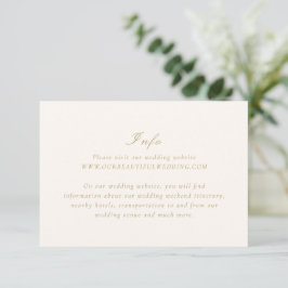 Cartão De Informações Marfim limpo e casamento elegante Dourado