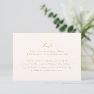 Cartão De Informações Marfim limpo e casamento elegante Dourado