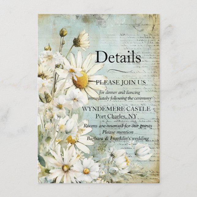 Cartão De Informações Margarida Branca Elegante (Frente)