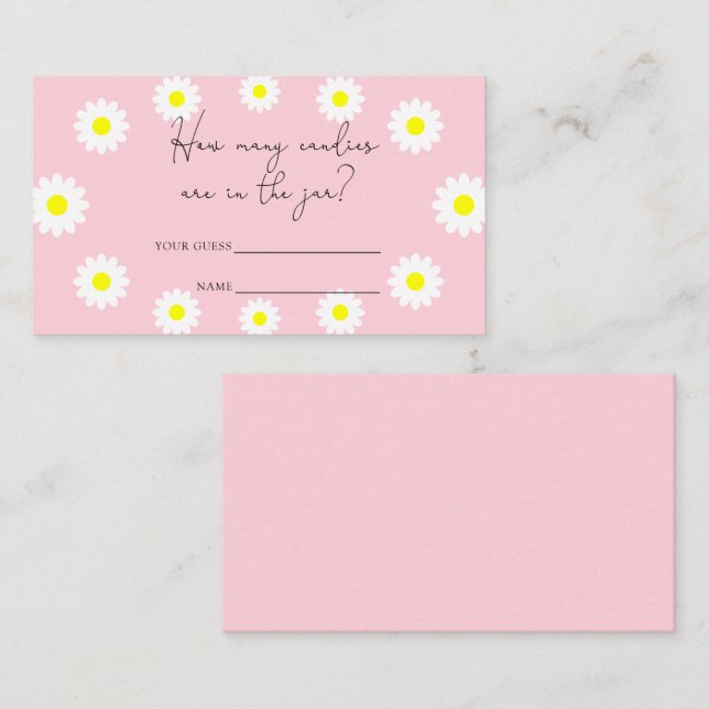 Cartão De Informações Margaridas -Quantas balas há no jarro (Frente/Verso)