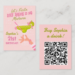 Cartão De Informações Margarita Fiesta Birthday Comprar A Beber Código Q