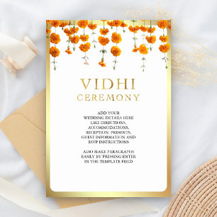 Cartão De Informações Marigold Floral South Indian Wedding Vidhi