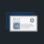 Cartão De Informações Marinho Azul Bar Mitzvah QR Code RSVP Orçamento<br><div class="desc">Marinho Azul Bar Mitzvah QR Code RSVP Orçamento Enclosure Card</div>