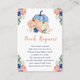 Cartão De Informações Marinho  Azul e Chá de fraldas Pumpkins Floral