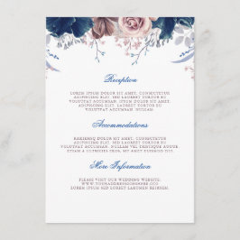 Cartão De Informações Marinho Azul e Guest de Informações de Casamento M