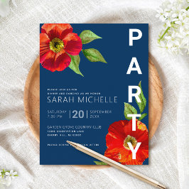 Cartão De Informações Marinho Bat Mitzvah Floral Watercolor Moderno