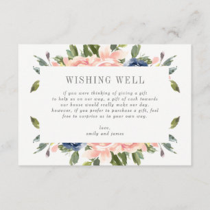Cartão De Informações Marinho Blush Gift Registry ou Wishing Well Card #