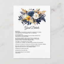 Marinho, Branco e Dourado Floral de Casamento Conv