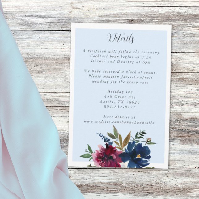 Cartão De Informações Marinho brilhante azul-borgonha de jardim entonado (Criador carregado)