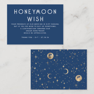 Cartão De Informações Marinho Celestial Blue Weding Honeymoon Wish