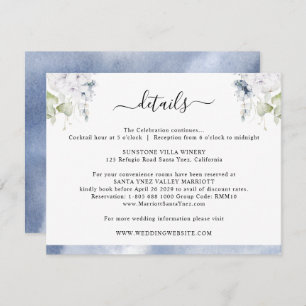 Cartão De Informações Marinho Chic Blue Watercolor, Detalhes Florais De 