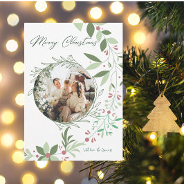 Cartão De Informações Marinho de Fotografia de Natal Holly Botanical