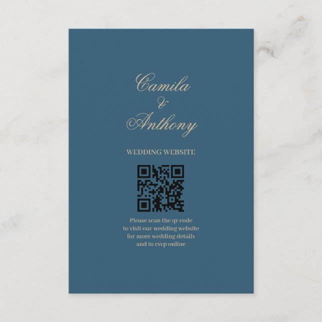 Cartão De Informações Marinho Dourado Casamento (Frente)