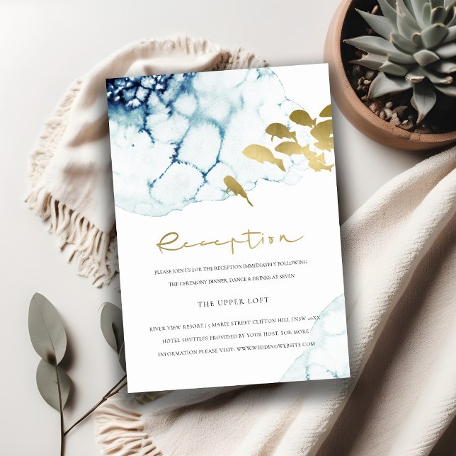 CARTÃO DE INFORMAÇÕES MARINHO DOURADO CHIC RECEPÇÃO DE CASAMENTO DE PEIX (Criador carregado)