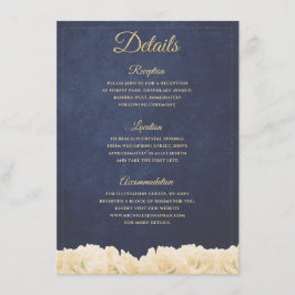 Cartão De Informações Marinho Dourado Rústico Chique Peônia Detalhes Flo