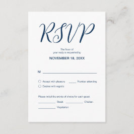 Cartão De Informações Marinho estético azul, Janto de casamento RSVP, Re