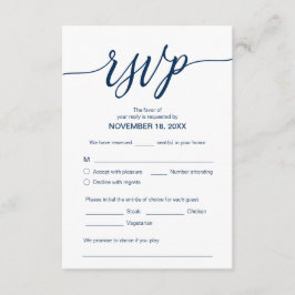 Cartão De Informações Marinho estético azul, Janto de casamento RSVP, Re