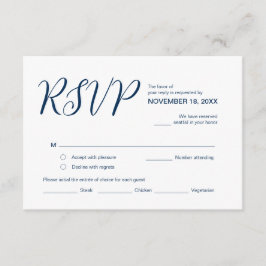 Cartão De Informações Marinho estético azul, RSVP Festa de casamento, Re