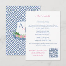 Marinho Floral Rosa Monograma Detalhes de Casament