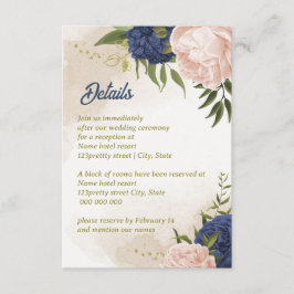 Cartão De Informações marinho flores verdes folhas