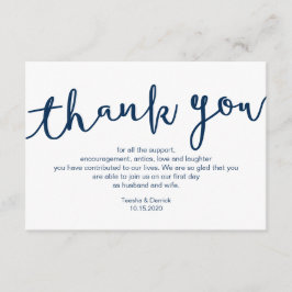 Cartão De Informações Marinho Rustic Blue Script, Casamento Obrigado