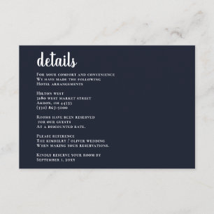 Cartão De Informações Marinho Simples Caligrafia Moderna Casamento