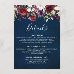 Cartão De Informações Marinho Vermelho Romântico Aquático Cromático Verm