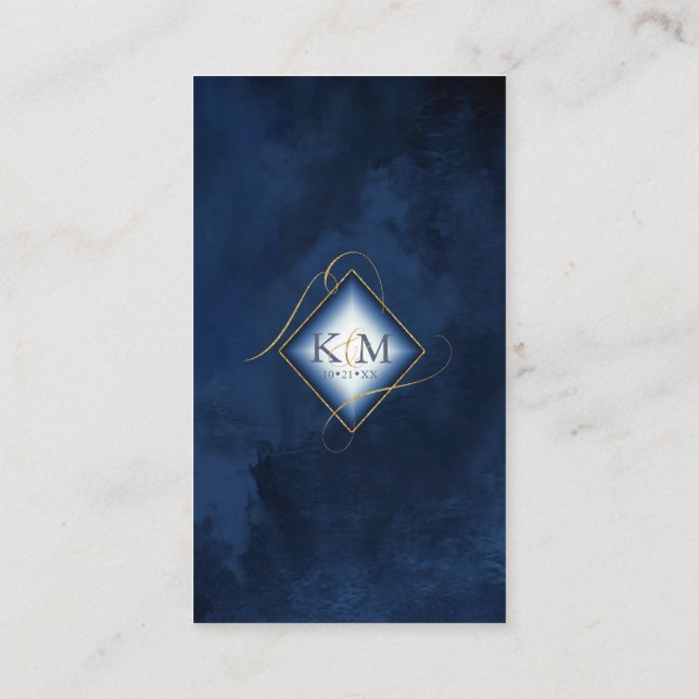 Cartão De Informações Marinho Wishing de Abstrato Dourado Linhas Finas I (Verso)