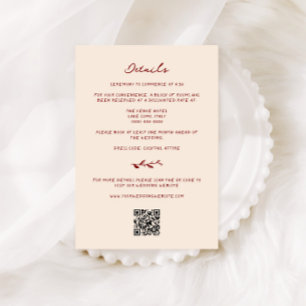 Cartão De Informações Maroon Mão Desenhada Detalhes do Casamento