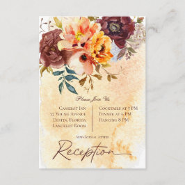 Cartão De Informações Marsala Clay & Yellow Buquê Recepção de casamento