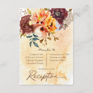 Cartão De Informações Marsala Clay & Yellow Buquê Recepção de casamento
