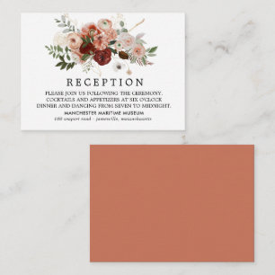 Cartão De Informações Marsala Terracotta Blush Recepção de casamento