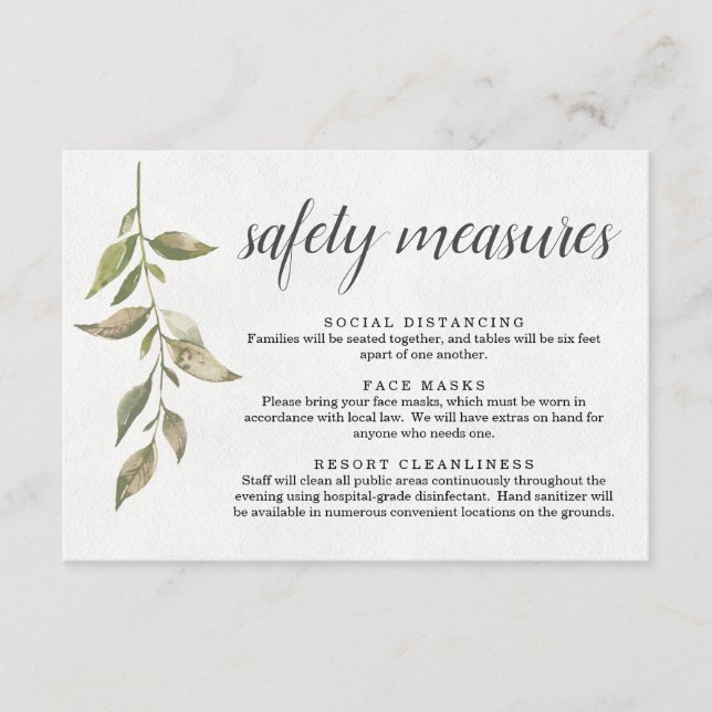 Cartão De Informações Máscara de Segurança Covid 19 Informações de Dista (Frente)