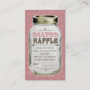 Cartão De Informações Mason Jar Baby Girl Rosa Fralda Raffle